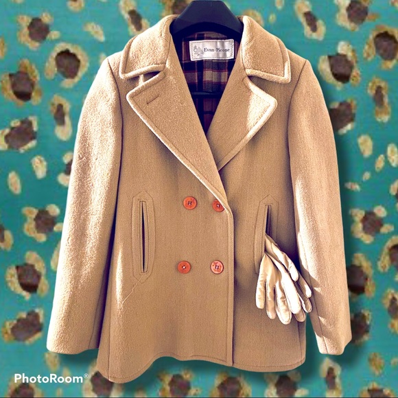 EVAN PICONE, VINTAGE WOOL PEA COAT, Camel, Wmn’s M - Picture 1 of 14